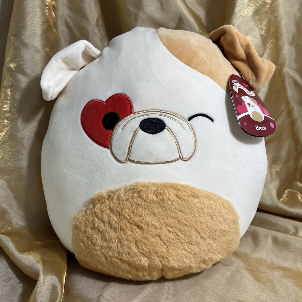Squishmallows Dog Plush BROCK 12" Bulldog Medium AUTHENTIC Valentines Love New